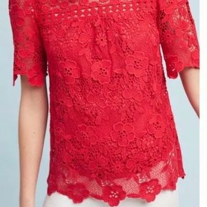 Anthropologie Red Crochet Top